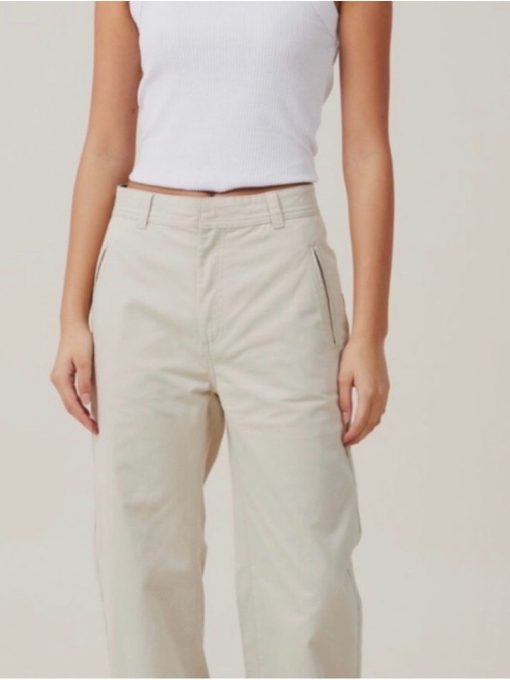 Cotton On Light Beige Casual High-Rise Pants